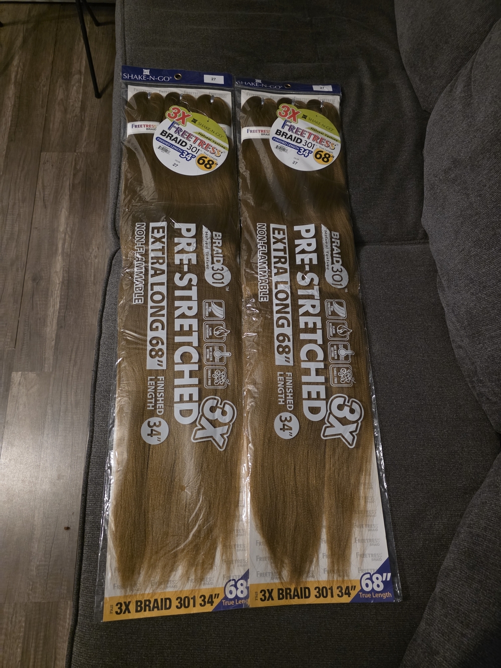 New Shake-N-Go Pre-Stretched 3X Braid - Light Brown (68")